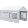 10' x 20' Party Tent and Carport, Height Adjustable Portable Garage, Outdoor Canopy Tent 8 Legs with Sidewalls for Car, Truck, Boat, Motorcycle, Bike