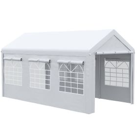 10' x 20' Party Tent and Carport, Height Adjustable Portable Garage, Outdoor Canopy Tent 8 Legs with Sidewalls for Car, Truck, Boat, Motorcycle, Bike