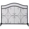 VEVOR Fireplace Screen, 38 x 26.5 Inch,Heavy Duty Iron Freestanding Spark Guard with Support, Metal Mesh Craft