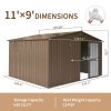 Backyard Storage Shed 11'x 9' with Galvanized Steel Frame & Windows