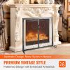 VEVOR Fireplace Screen 1 Panel with Door, Sturdy Iron Mesh Fireplace Screen, 39"(L) x31.6"(H) Spark Guard Cover, Simple Installation