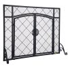 VEVOR Fireplace Screen, 44 x 33 Inch, Double Door Iron Freestanding Spark Guard with Support, Metal Mesh Craft