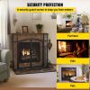 VEVOR Fireplace Screen, 44 x 33 Inch, Double Door Iron Freestanding Spark Guard with Support, Metal Mesh Craft