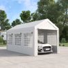 10' x 20' Party Tent and Carport, Height Adjustable Portable Garage, Outdoor Canopy Tent 8 Legs with Sidewalls for Car, Truck, Boat, Motorcycle, Bike