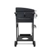 2-Burner Propane Gas BBQ Grill, SS Plancha, 24600BTU Output With Wire Enamel Cooking Grids For Outdoor Barbecue, Foldable Side Table, Hanging Basket