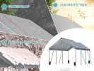 12*20 Heavy Duty Carport Canopy - Extra Large Portable Car Tent Garage with Adjustable Peak Height from 9.5ft to 11ft,Metal Roof &Side Walls for Car