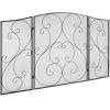 VEVOR Fireplace Screen 3 Panel, Sturdy Iron Mesh Fireplace Screen, 48"(L) x30.2"(H) Spark Guard Cover, No Assembly Required