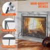 VEVOR Fireplace Screen Single Panel, Sturdy Iron Mesh Fireplace Screen, 35.6"(L) x28.4"(H) Spark Guard Cover, Simple Installation