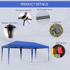 Outsunny 10' x 19.2' Pop Up Canopy Tent, Heavy Duty Tent for Parties, Outdoor Instant Gazebo Sun Shade Shelter with Carry Bag for Catering, Events