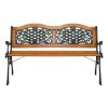 49" Garden Bench Outdoor Patio Park Chair Furniture Hardwood Slats Cast Iron Frame
