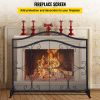 VEVOR Fireplace Screen, 38 x 26.5 Inch,Heavy Duty Iron Freestanding Spark Guard with Support, Metal Mesh Craft