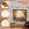 VEVOR Fireplace Screen Single Panel, Sturdy Iron Mesh Fireplace Screen, 38.6"(L) x29.8"(H) Spark Guard Cover, Simple Installation