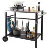 VEVOR Outdoor Grill Dining Cart with Double-Shelf, BBQ Movable Food Prep Table, Multifunctional Stainless Steel Table Top