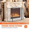 VEVOR Fireplace Screen 3 Panel, Sturdy Iron Mesh Fireplace Screen, 48"(L) x30.2"(H) Spark Guard Cover, No Assembly Required