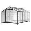 8' x 12' Outdoor greenhouse, heavy duty polycarbonate greenhouse, large walk-in greenhouse with double doors and two ventilation windows