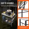 VEVOR Outdoor Grill Dining Cart with Double-Shelf, BBQ Movable Food Prep Table, Multifunctional Stainless Steel Table Top
