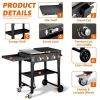 Foldable 3-Burner Flat Top Gas Griddle Cooking Station, Propane Fuelled Griddle Station with Side Shelves for Outdoor Barbecue Backyard Cookout