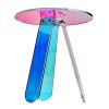 VEVOR Round Iridescent Side Table, Acrylic End Table, Clear Rainbow Acrylic Coffee Table for Drink, Food, Snack used in Living Room, Bedroom