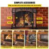 VEVOR Fireplace Screen, 44 x 33 Inch, Double Door Iron Freestanding Spark Guard with Support, Metal Mesh Craft
